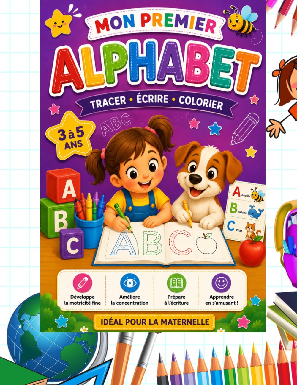 Apprendre l'Alphabet Tracer, écrire et colorier: L' Alphabet de la semaine 26 lettres coloriage écriture et traçage