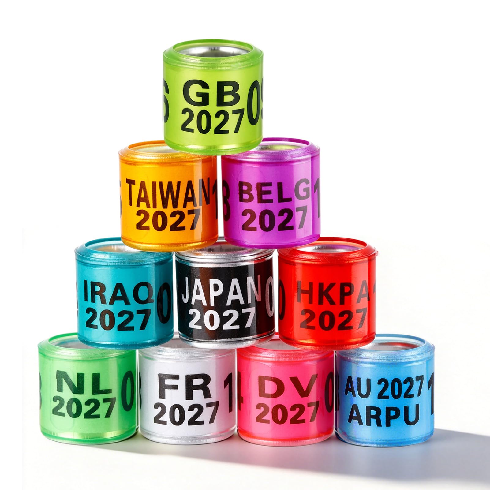 Anillos de aluminio para patas de paloma 10 colores identificación bandas 2026