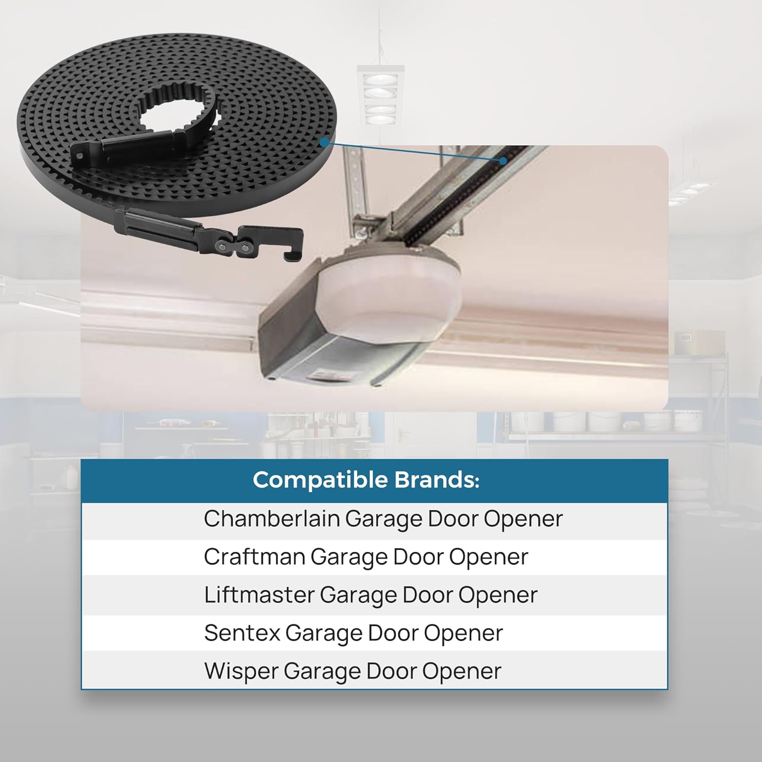 41A5434-13A Drive Belt for 8ft High Garage Doors, 257'' Garage Door Openers Belt 41A5434-13A, Replacement Belt Compatible with Chamberlain/LiftMaster/Sentex/Whisper Belt Drive Garage Door Opener
