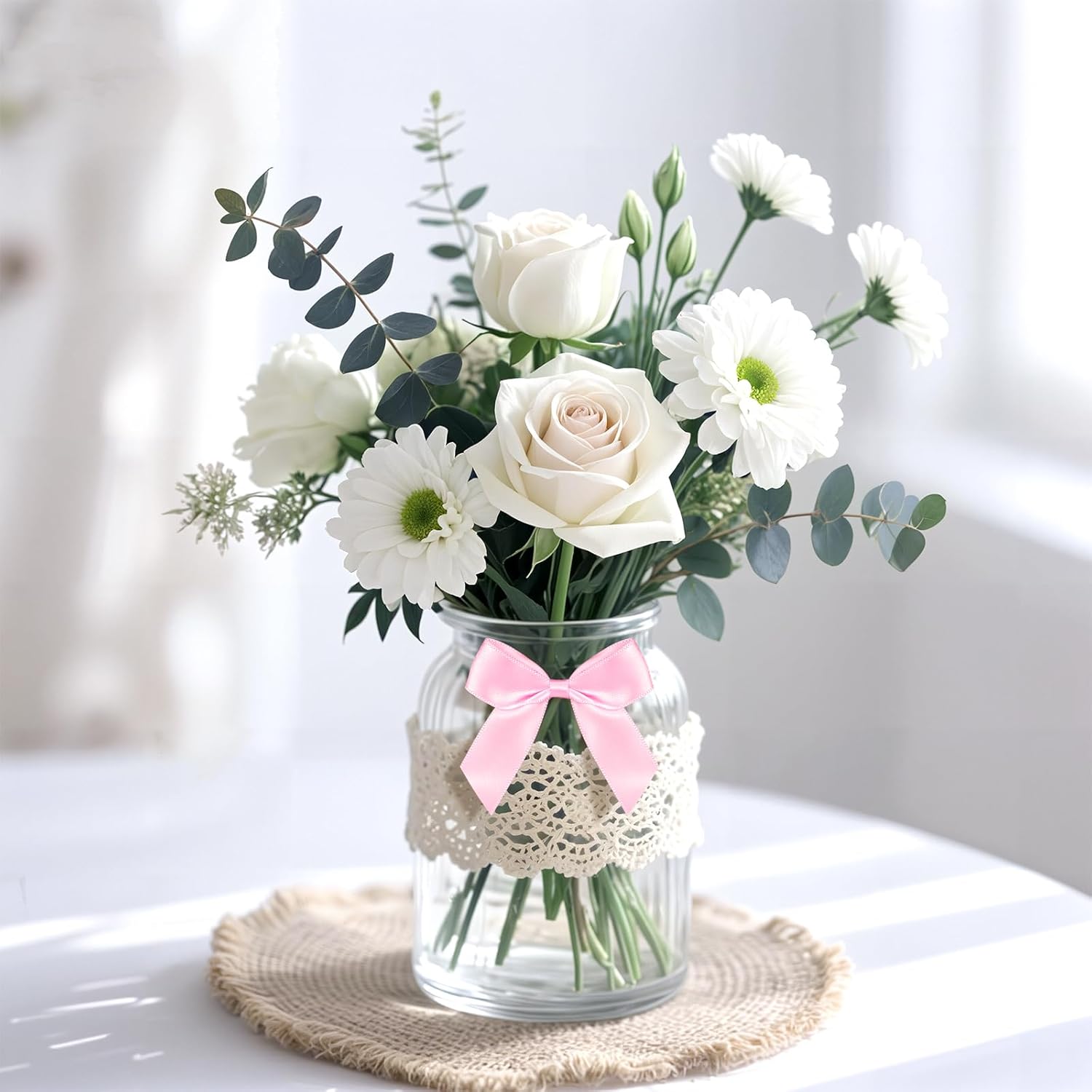 Pink Bow Satin Ribbon for Craft 2" Self Adhesive Premade Mini Bows for Gift Wrapping Crafts, Sewing, Scrapbooking, Weddings, DIY Party Baking Decoration - 50 Counts - Image 4