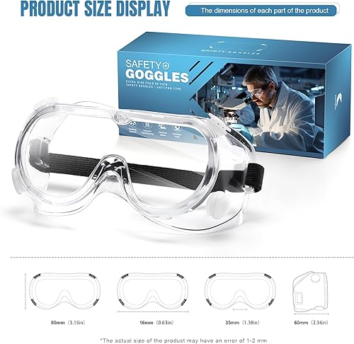 Miniatura 5 de konqkin Safety Goggles Lab Anti-Fog Glasses - Eye Protection Goggles for Science Lab Class for Women Men