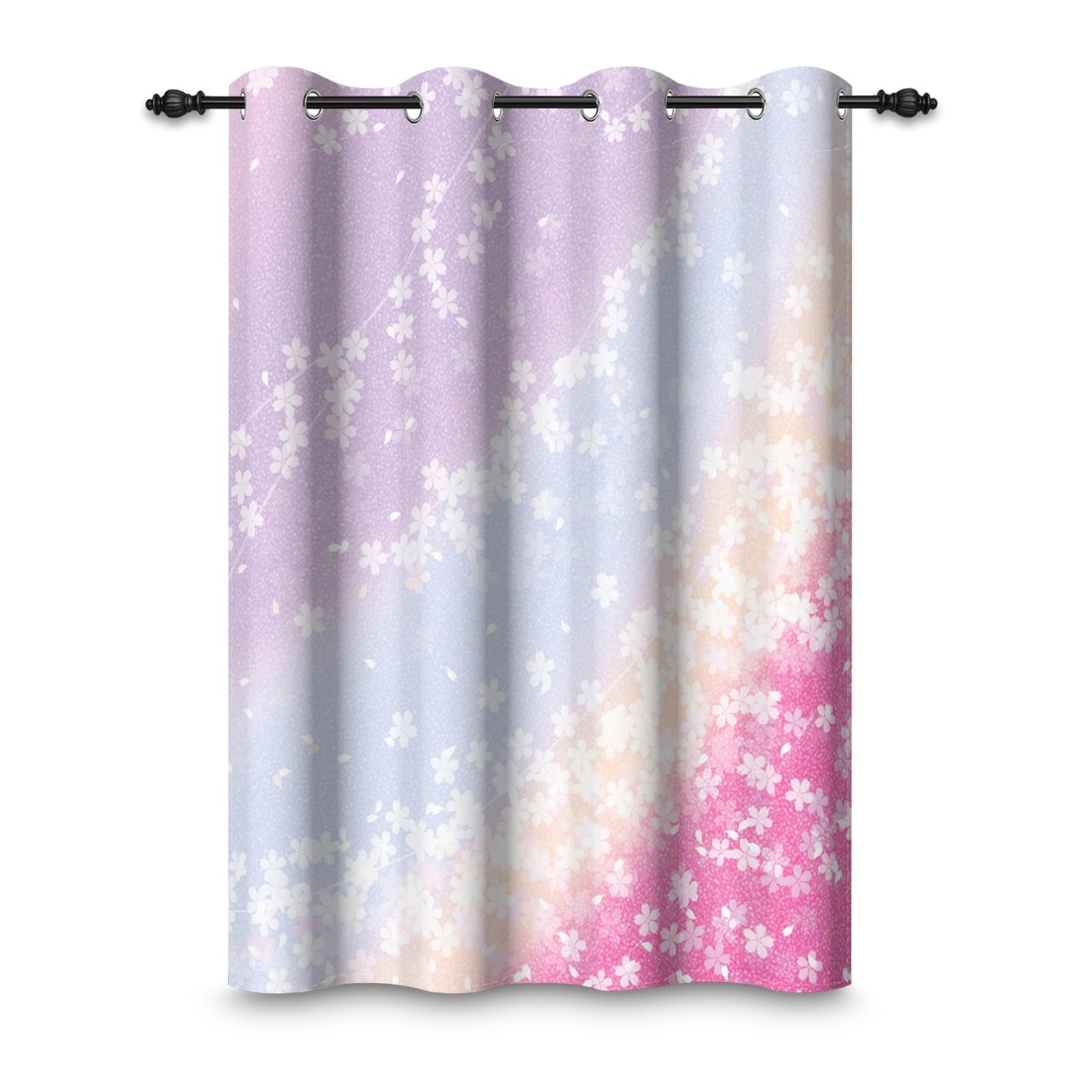 107x160cm Cortina con Ojales ombré niños Azul Morado Flor Romántico Arcoíris Degradado Separadores de ambientes Opacos Cortinas para Niñas Dormitorio Habitación Infantil Sala de Estar,1 Panel