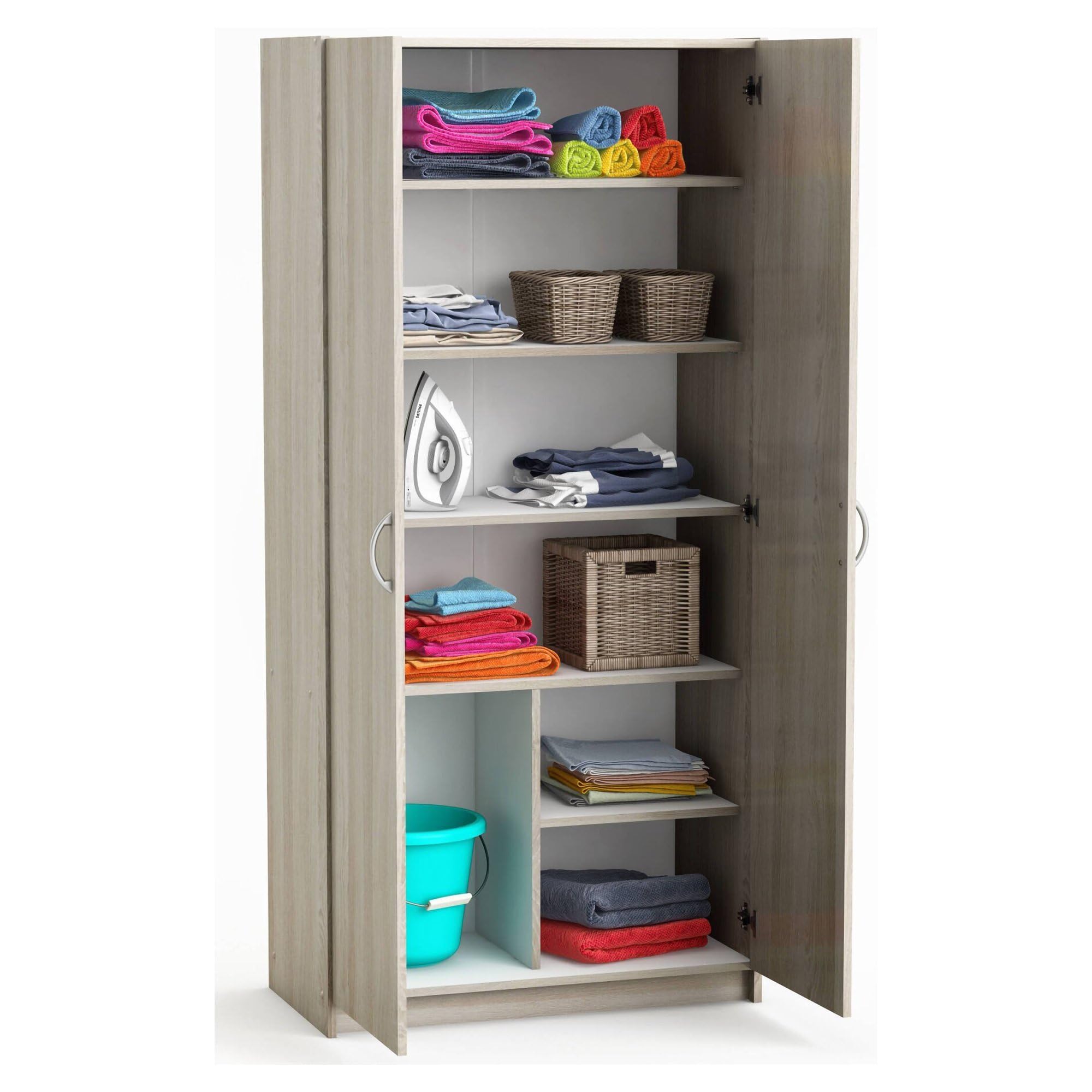 Dmora - Armadio Multiuso 2 Ante Meuse, Mobile Multifunzionale, Mobiletto scarpiera, Guardaroba Porta Scarpe, 80x41 h170 cm, Rovere