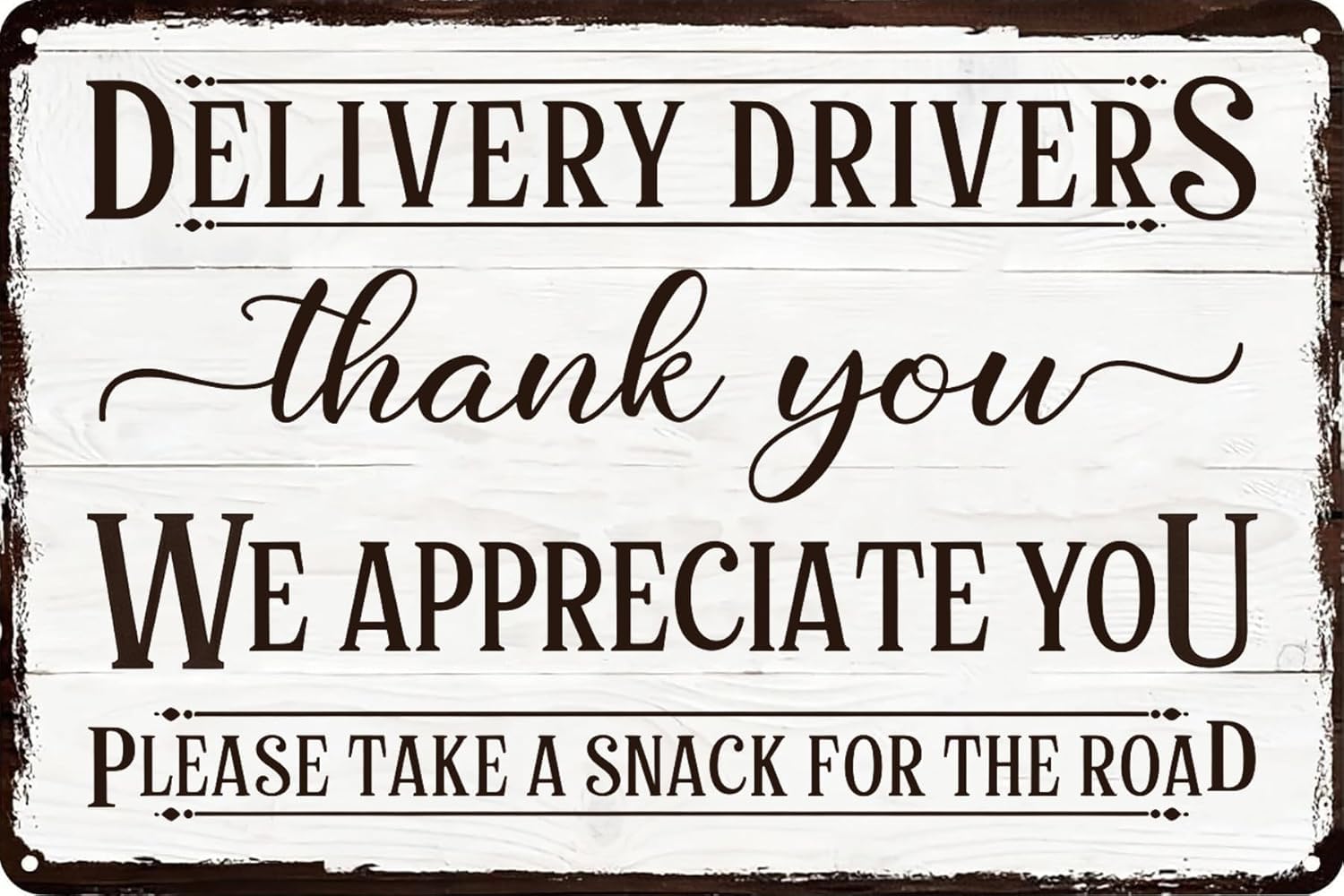 SMAZDFXX Delivery Driver Thank You Funny Vintage Metal Tin Sign for Home Front Door Shop Office Farm Yard Wall Decor Accessories Poster 12"x16"