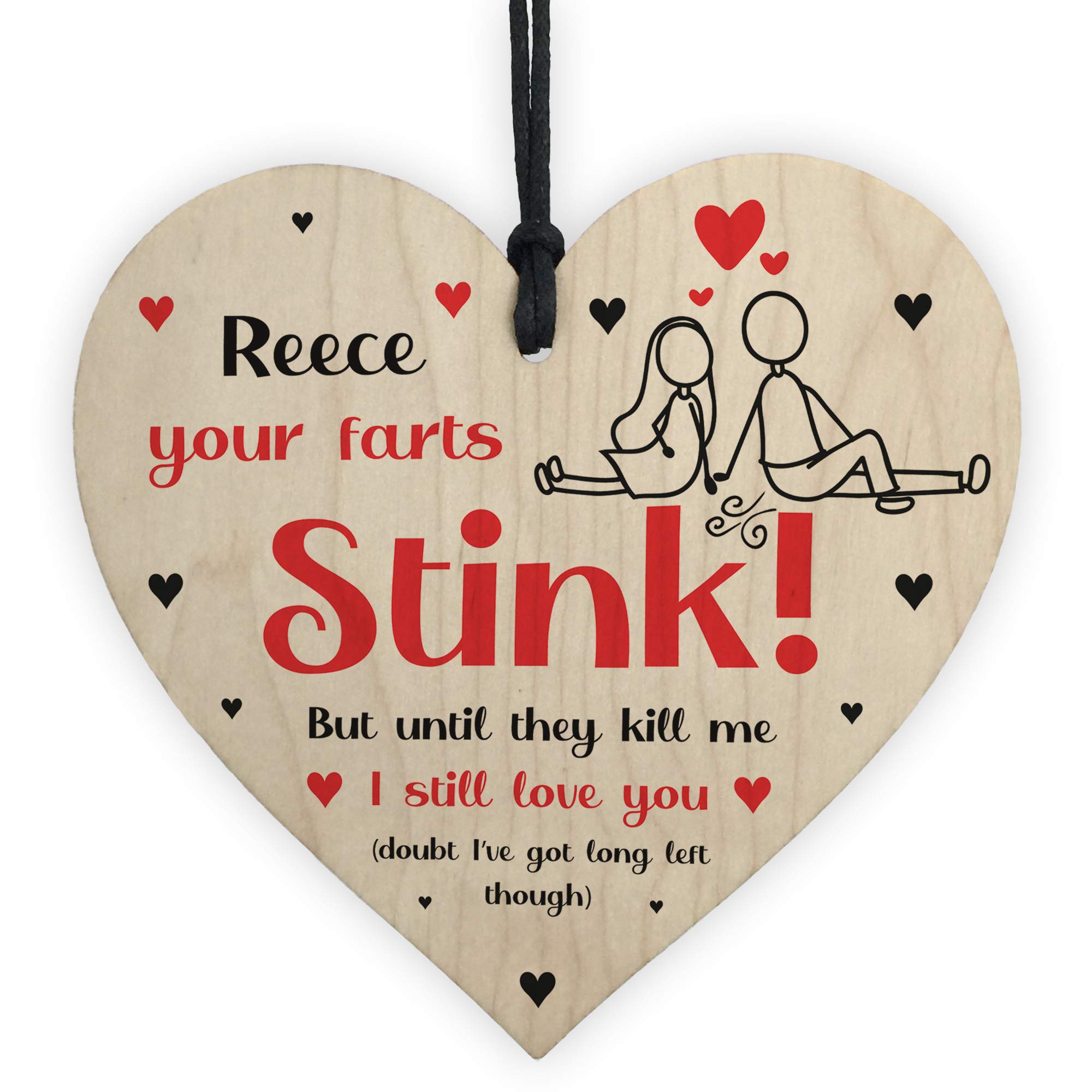 Red Ocean Personalised Funny Valentines Gift Novelty Wooden Heart Gift For Him Boyfriend Husband