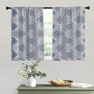 WHYATT Blue Navy Hotel Curtains Vintage French Countryside Thick Curtains Doorway Cover 72inch Width by 72inch Length