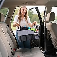 Vista 6 de Smof Organizador de asiento de automóvil, organizador de asiento delantero y trasero para niños, almacenamiento plegable para asiento trasero