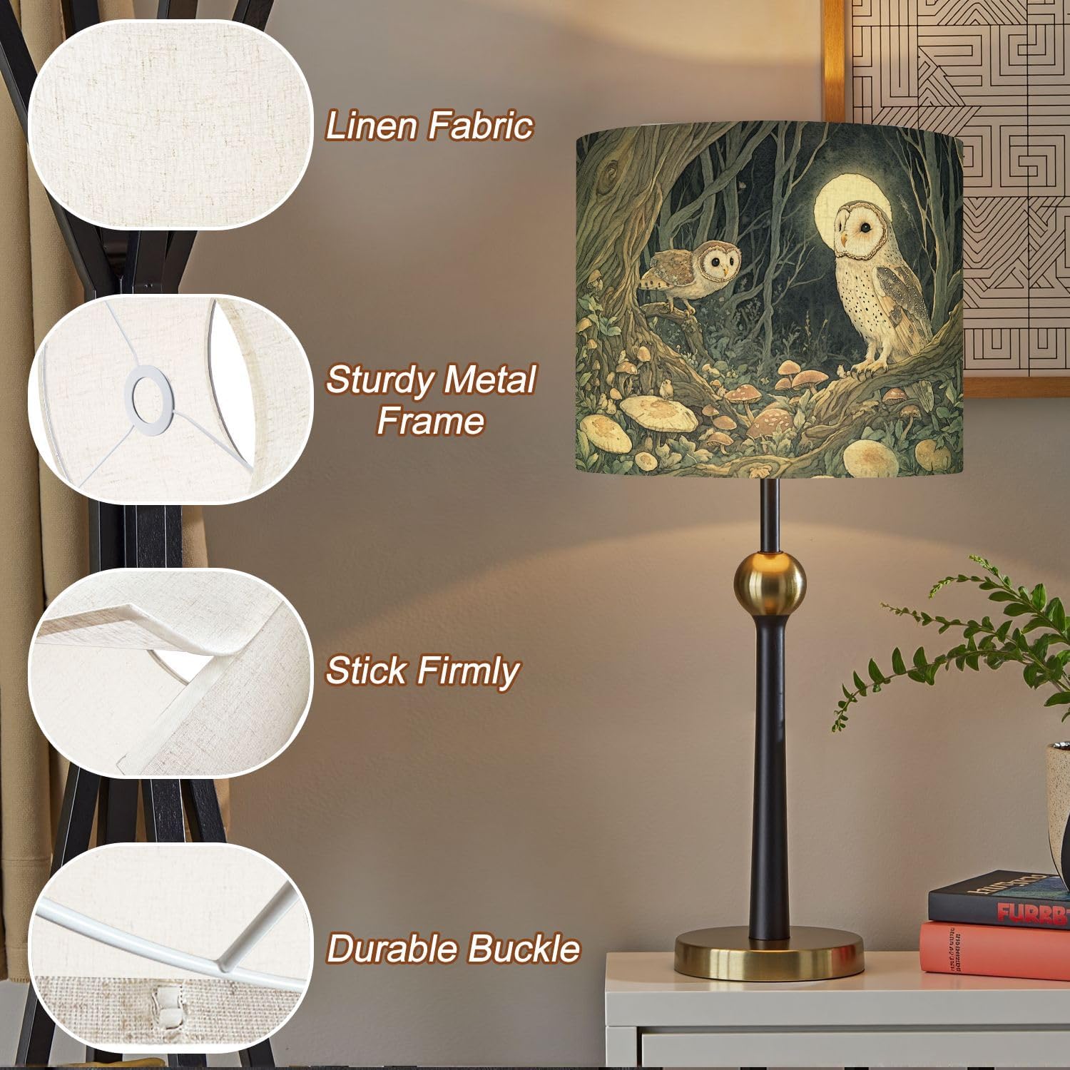 Lampshades Lamp Shades 1 Pack Mystical Forest Clearing Art Light Shade for Table Lamps Floor Lamps Drum Lamp Shades Lampshade Replacement