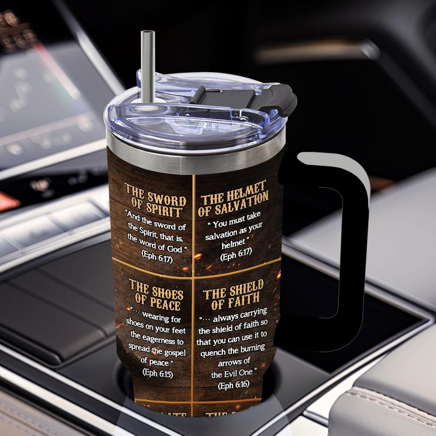DUUV Armor of God Tumbler 40 Oz, Inspirational Christian Design, Stainless Steel Insulated Mug with Bible Verse, Christmas Gift for Religious Individuals, Spiritual Seekers, and Fantasy Fans - Image 6
