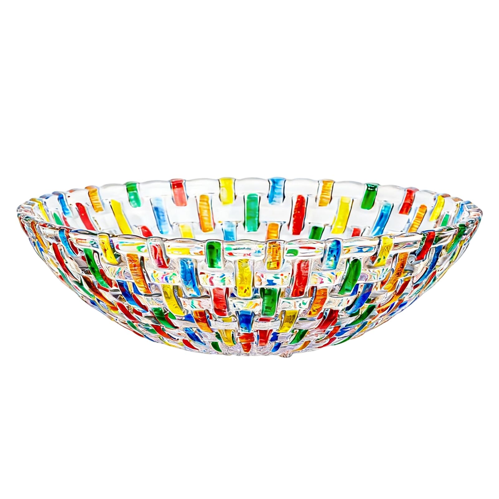 Jazuaiao Colorful Glass Crystal Fruit Bowl Cake Candy Plate Decorative Bowl for Fruit, Snacks, Dessert Tabletop Decorations Gift Glass Crystal
