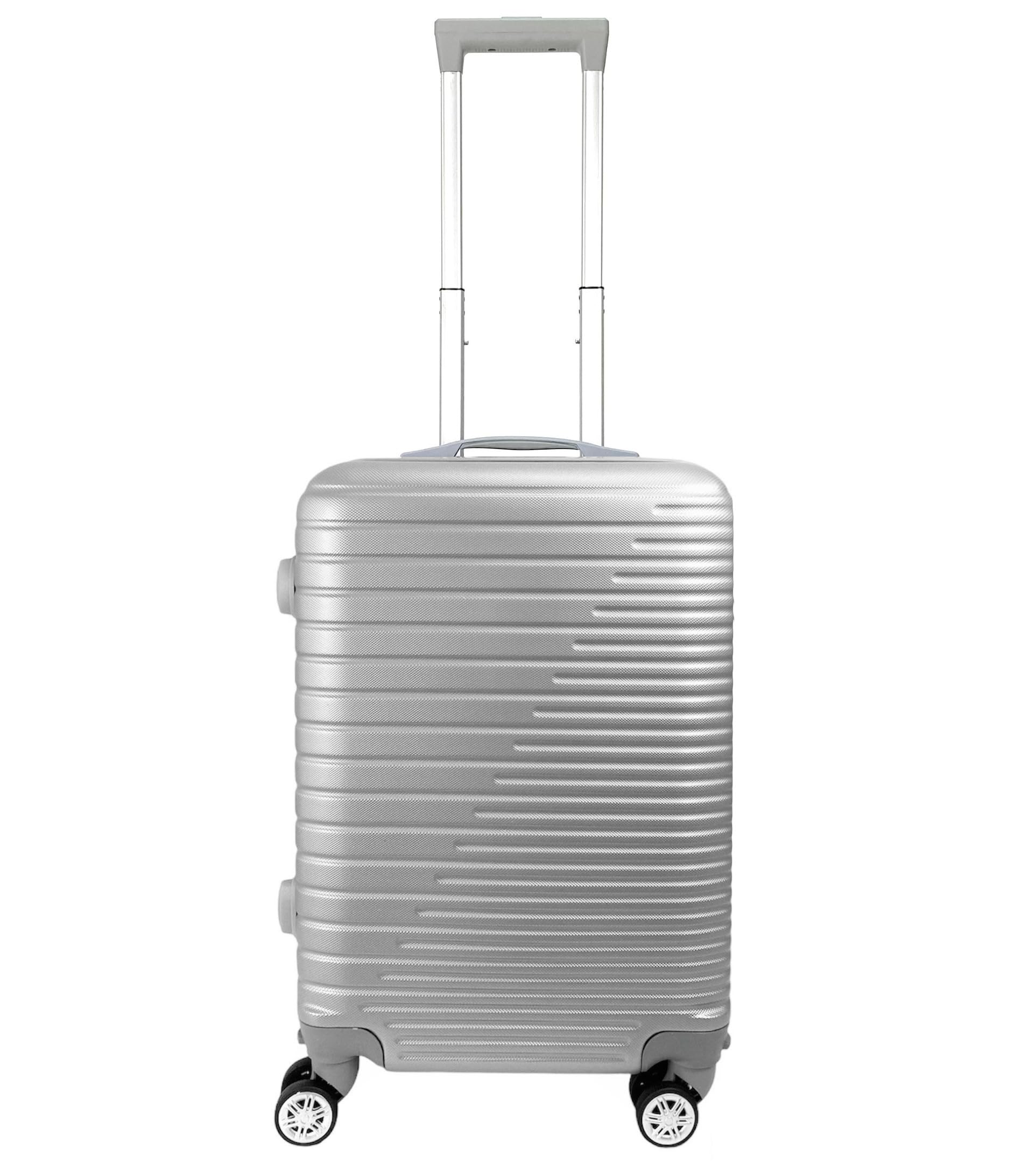 Maleta de Cabina Equipaje de Mano Trolley Viaje Avion rígida 4 Ruedas giratorias pequeña 55x35x22cm Compatible con Todas Las aerolíneas (Plata)