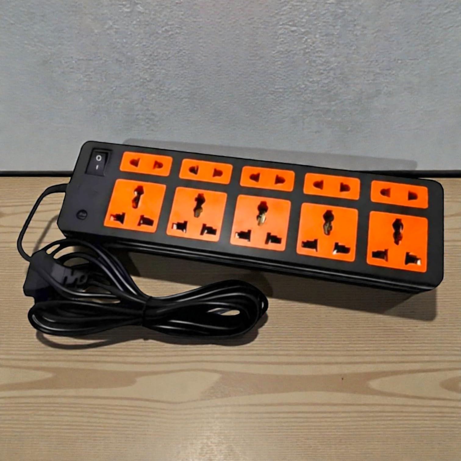 10-Socket Heavy-Duty Extension Board with Master Switch, Universal Multi-Plug Power Strip, Overload Protection, Black and Orange, 2 Meter Cable-image-13