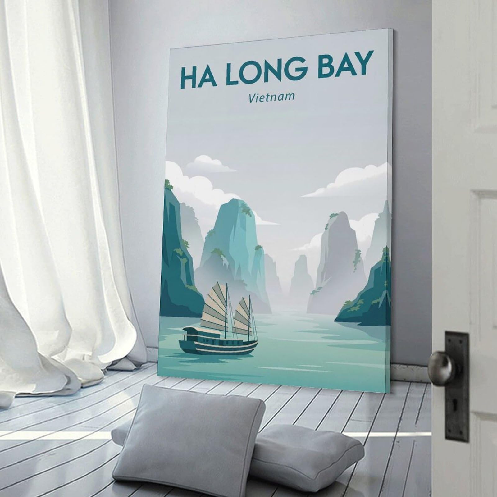Junmoney Ha Long Bay Vietnam Home Decor Wall Art 20x30inch(50x75cm), for Office, Study Or Home Workspace, Home Office Artwork with Decorative Appeal