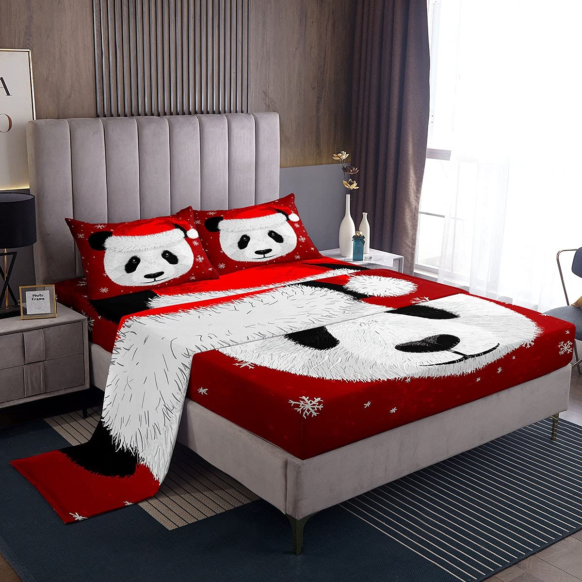 Parure de lit enfant panda de Noël 3 pièces pour illuminer les nuits de vos petits en hiver