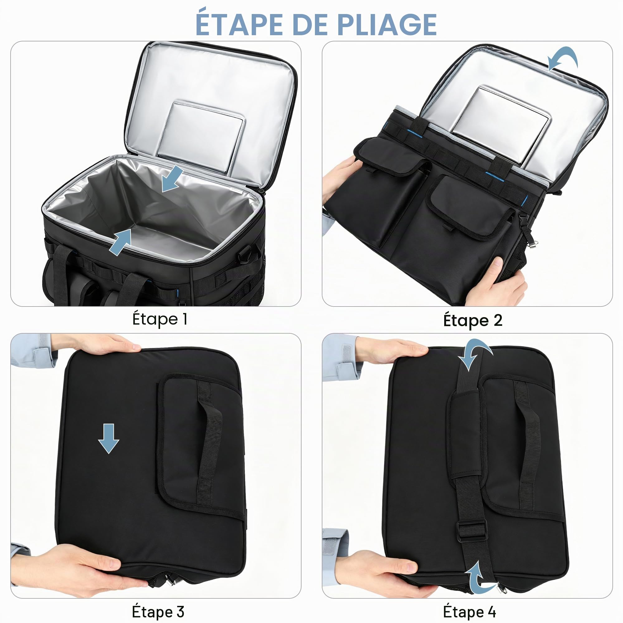Sac Isotherme, 40L Grande Glacière Souple Isotherme Pliable, Sac de Pique Nique Imperméable et Anti-Fuites