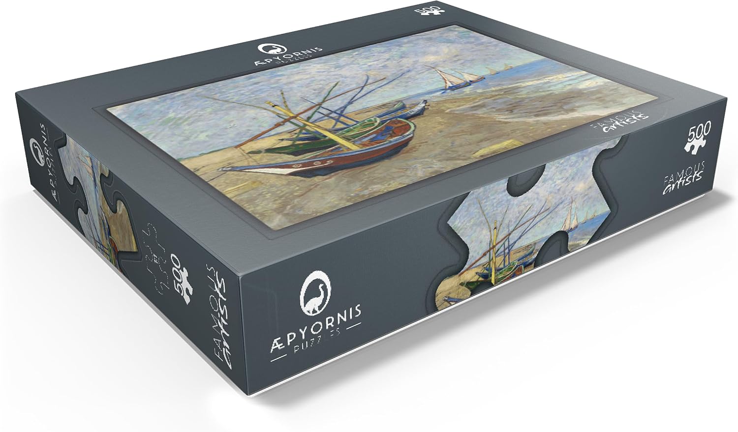 MyPuzzle Vincent Van Goghs Fishing Boats On The Beach At Saintes-Maries 1888 - Premium 500 Piece Jigsaw Puzzle for Adults