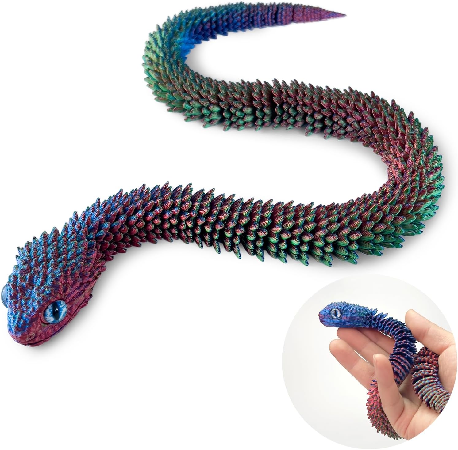 3D Printed Snake, Articulated Flexible 3D Printed Animals Fidget Toy, Realistic Slithering Design,Fidget Toys Gifts for Halloween