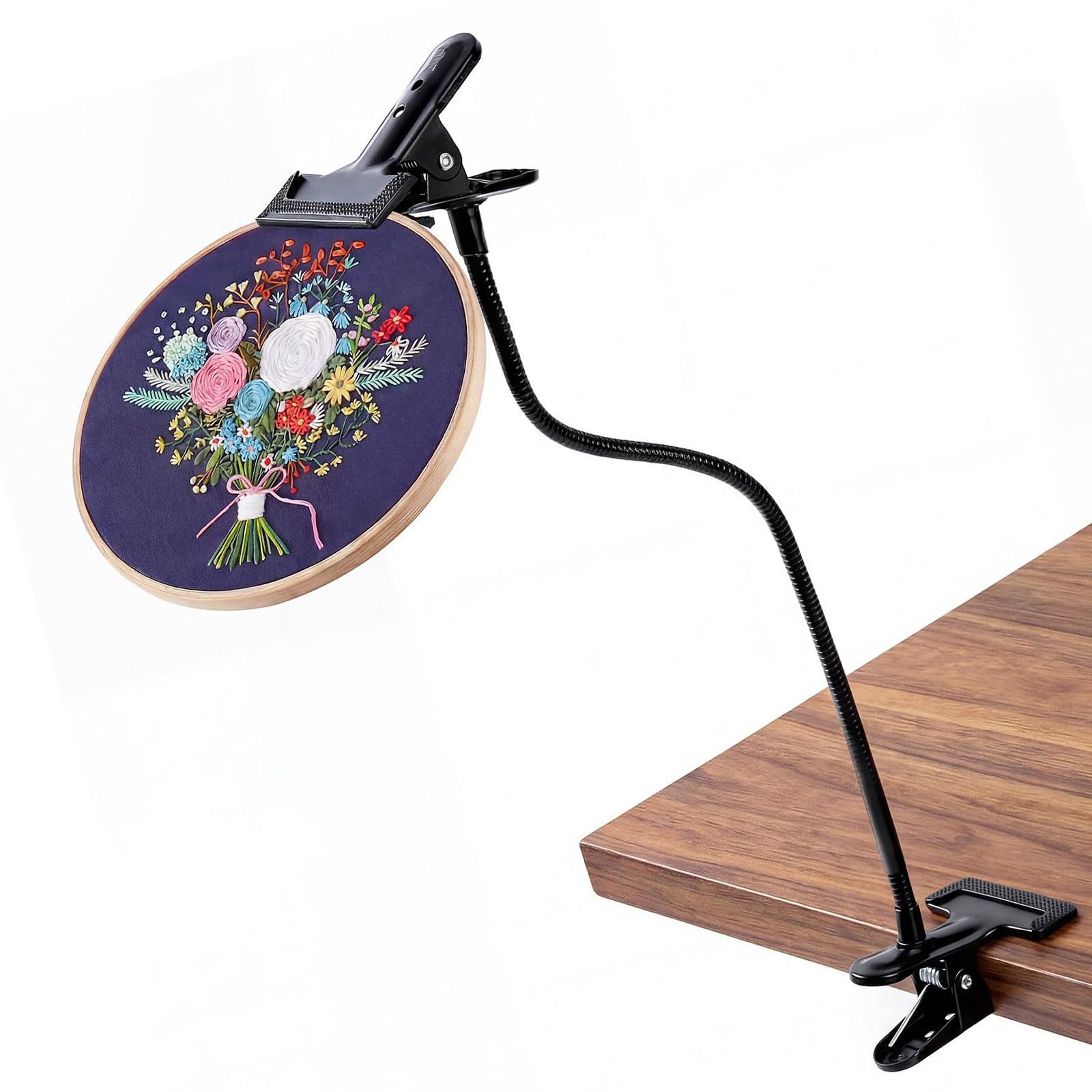 Needlework Hoop Stand with Adjustable Gooseneck and Table Clamp, 20 Inch Embroidery for Sewing Projects and Craft Tables At Home Embroidery Hoop Stand Needlework Holder Table Clamp Gooseneck
