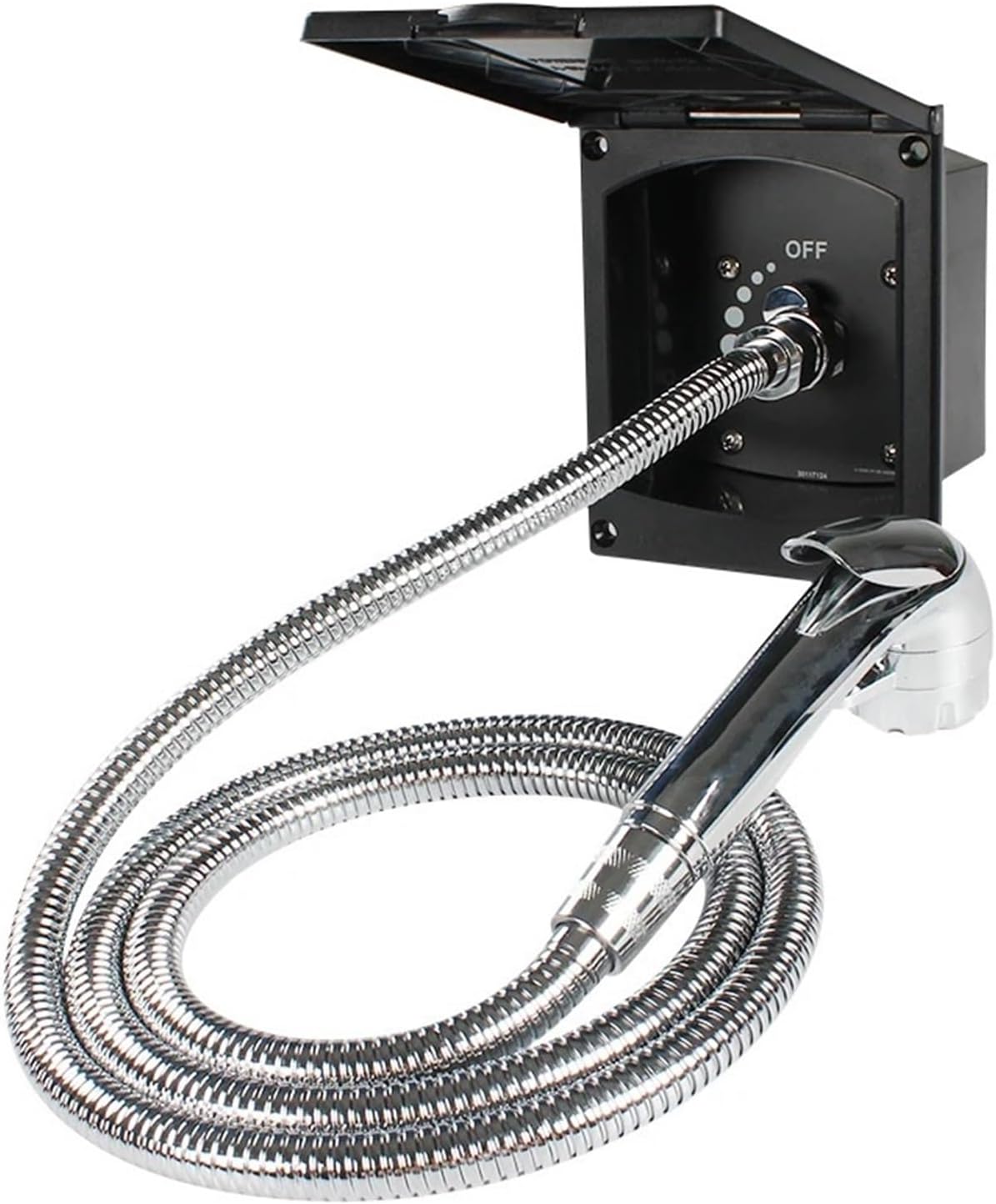 Black Exterior Shower Box Kit Water Inlet And Outlet Function For Caravan RV Boat Motorhome(Shower with Faucet A)