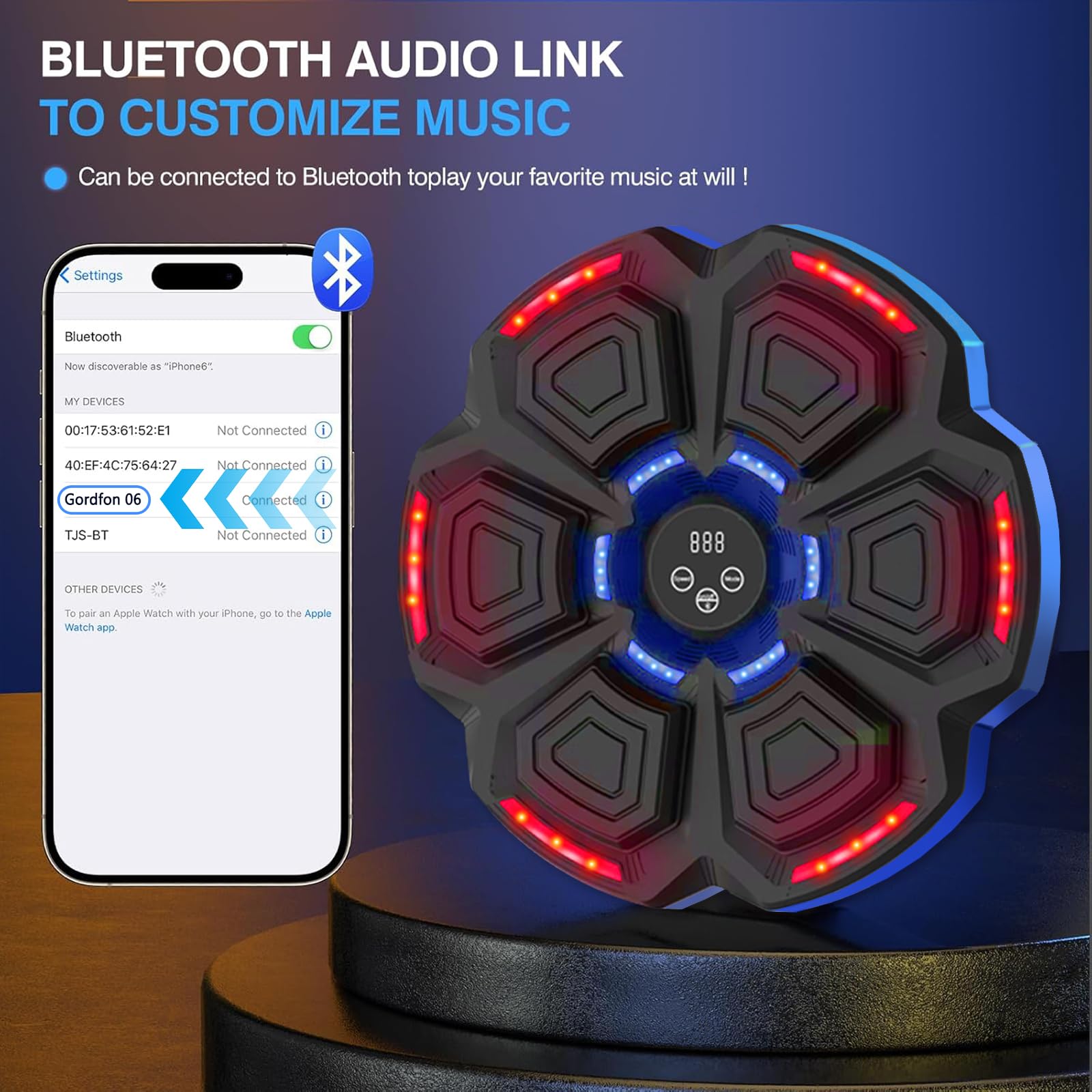 Music Boxing Machine Adulti,Macchina da Box Musical con Guanti da Boxe,9 modalità di velocità e modalità di conteggio supportano Bluetooth,LED Musica Boxe Allenamento per adulti e bambini Exercise