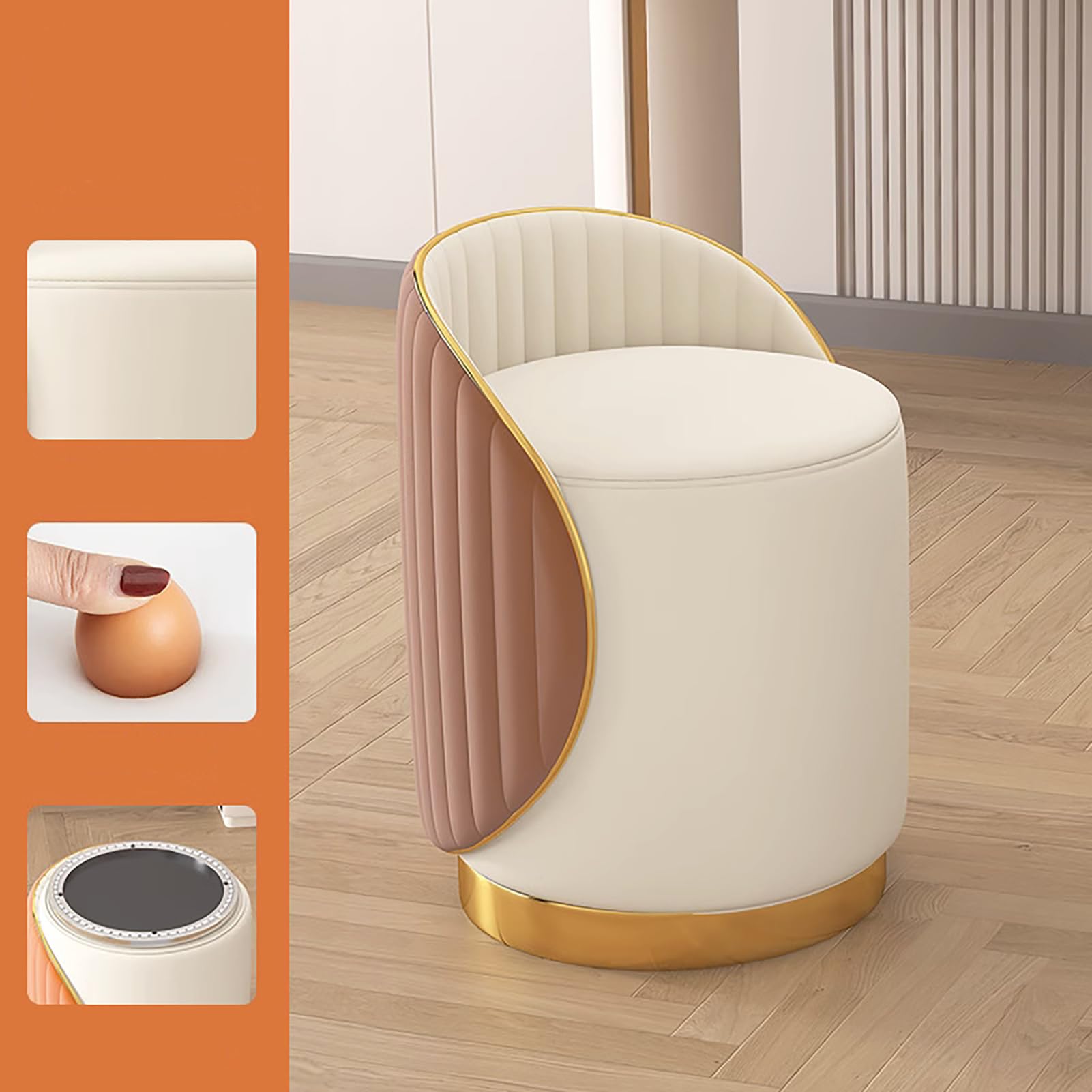 Chaise de coiffeuse rotative et pouf repose-pieds rembourré de salon