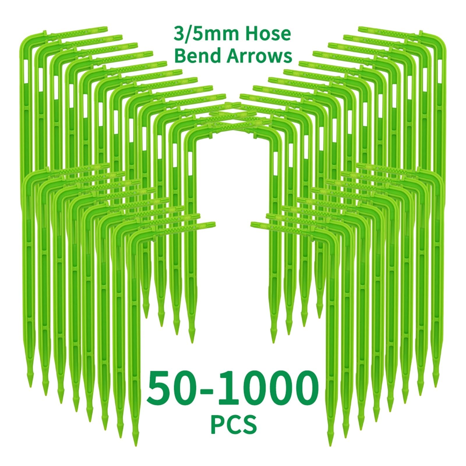 50-1000 goteros verdes de 1/8 pulgadas for sistema de microgoteo de jardín | Emisores de flechas curvadas for riego por goteo de jardines en macetas.(Black-1000pcs)