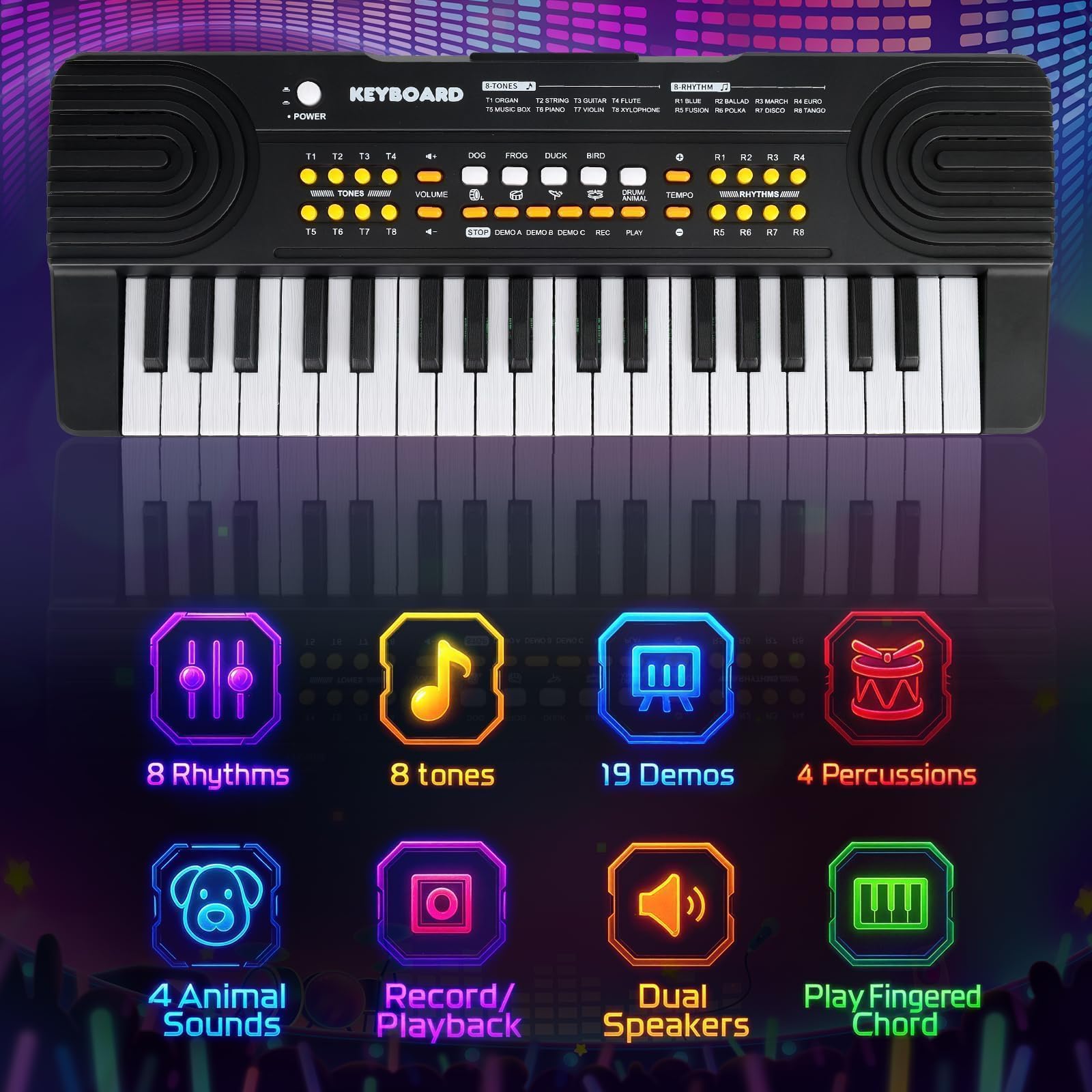 Piano Enfant 37 Touches – Clavier électronique Portable Avec Micro, Sons Animaux Et Rythmes – Jouet Musical éducatif 3-7 Ans – Rose