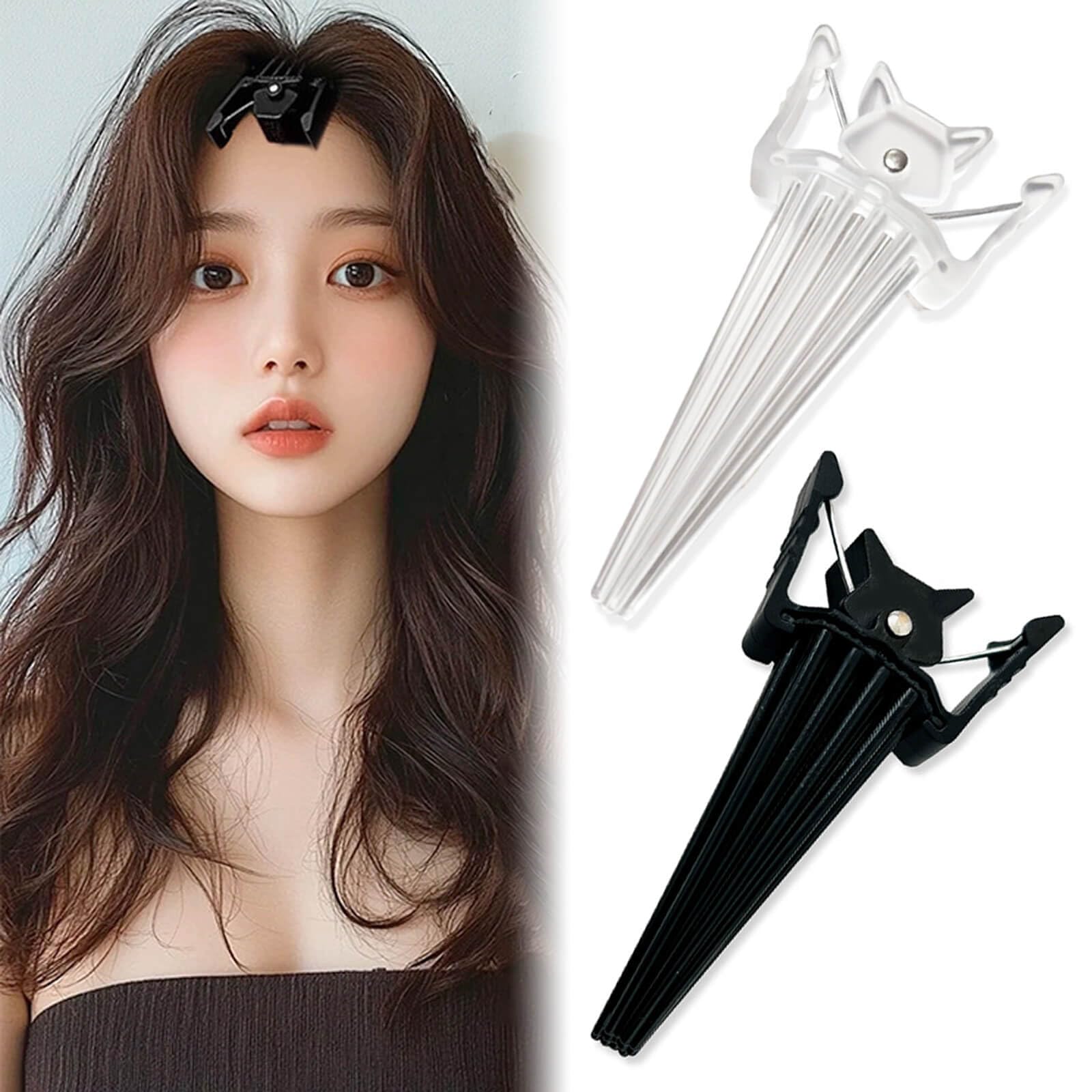 ヘアボリュームピンチャー 2個セット 前髪立ち上げクリップ 盛り髪クッション付き 根元ボリュームアップ ぺたんこ髪解消 センターパート ヘアアレンジ用 ふんわりボリューミーヘア ホワイト + ブラック