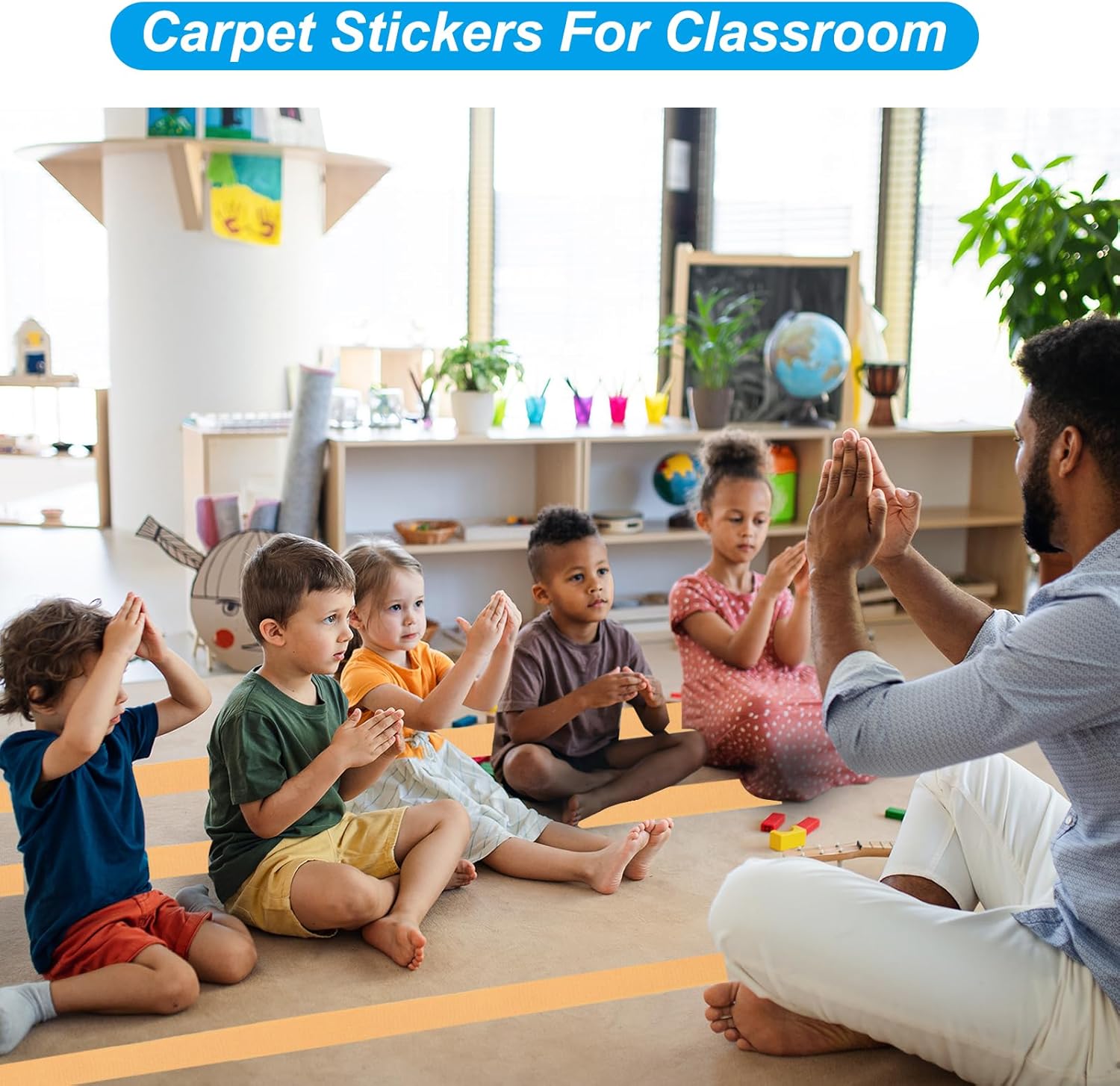 PATIKIL 6 Rolls 157Ft Carpet Marker Strips, Nylon Floor Tape for Areas and Flow Line Up for Classroom, Social Distance, Office, Orange