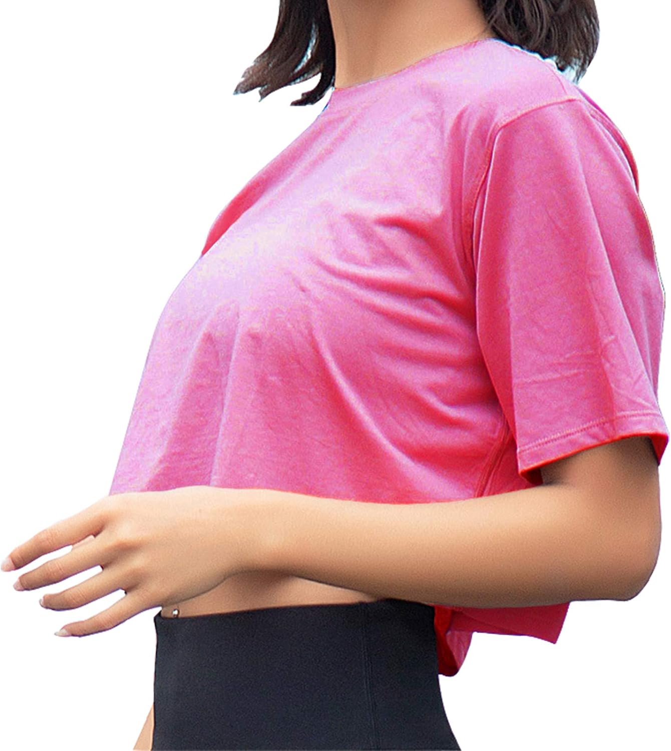 Artfish Women Short Sleeve Crewneck Comfy Loose Crop Top Teen T-Shirt Workout - Image 3
