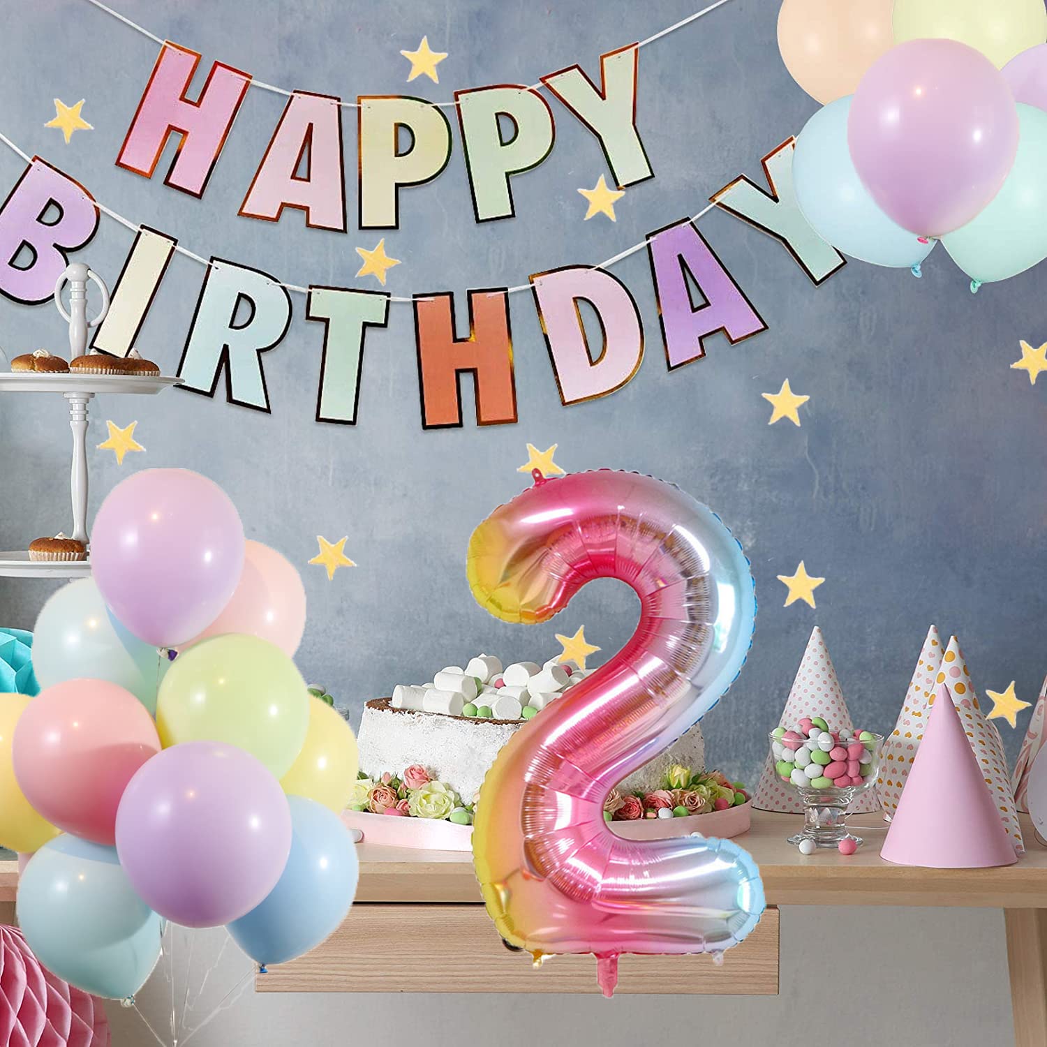 SNOWZAN Bienen Geburtstagsdeko 2. Geburtstag Mädchen Junge Bienen Deko Luftballons bei 2 Jahre Geburtstag Deko Gelbe Bienen Folienballon Zahlen Ballon Nummer 2 für Kinder Geburtstag