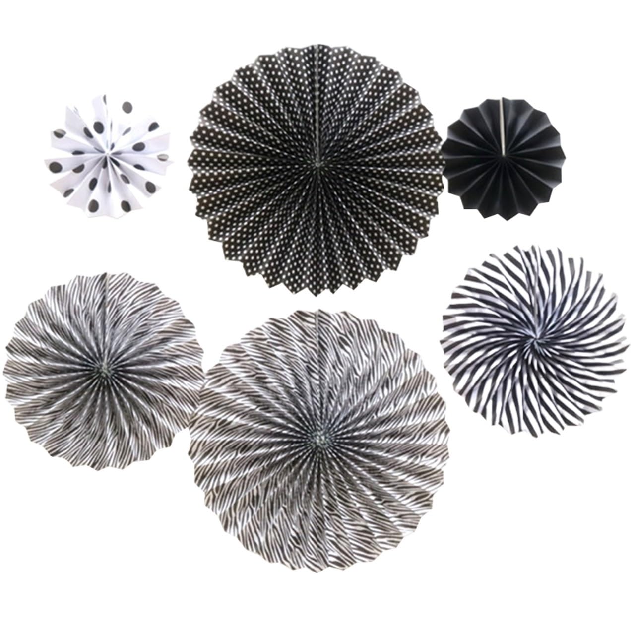 Pom Poms 6pcs Paper Fan Round Lantern Hanging