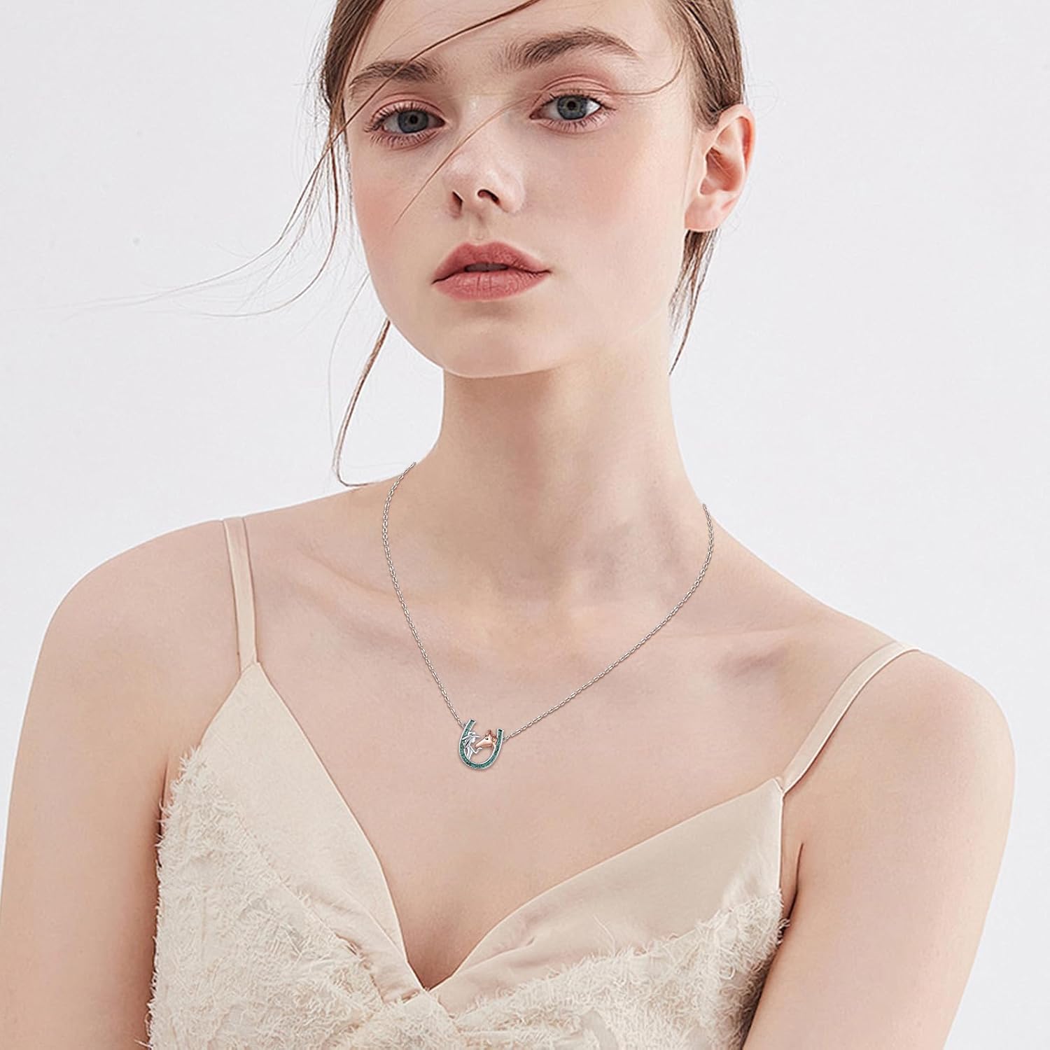 Western Cowboy Necklace 925 Sterling Silver Horseshoe Pendant Western Jewelry Cowgirl Gifts for Women Girlfriend Cowboy Cowgirl - Image 4