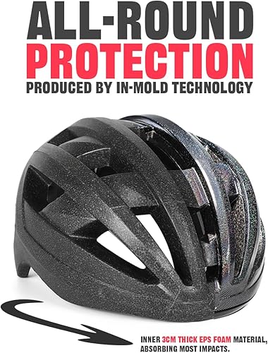 Miniatura 27 de VICTGOAL Casco de bicicleta con luz trasera recargable por USB, gafas magnéticas desmontables, visera solar extraíble, cascos de bicicleta de Negro