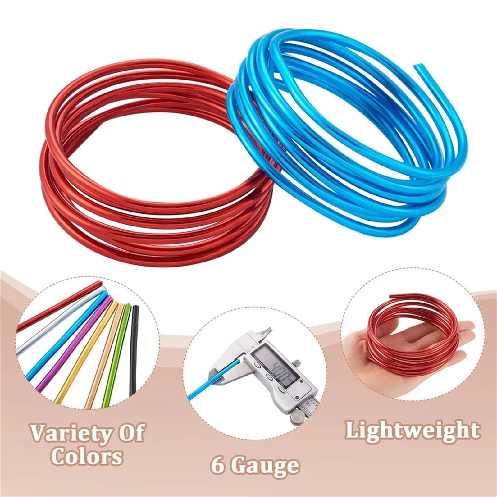 Aluminium Knutseldraad, 500g 0.8/1/1.2/1.5/2/3/2.5/3.5/4mm Aluminium Draad Buigbare Kralen Draad Benodigdheden for Sieraden Maken DIY Ketting Armbanden Craft(OrangeRed,2.5mm 35m