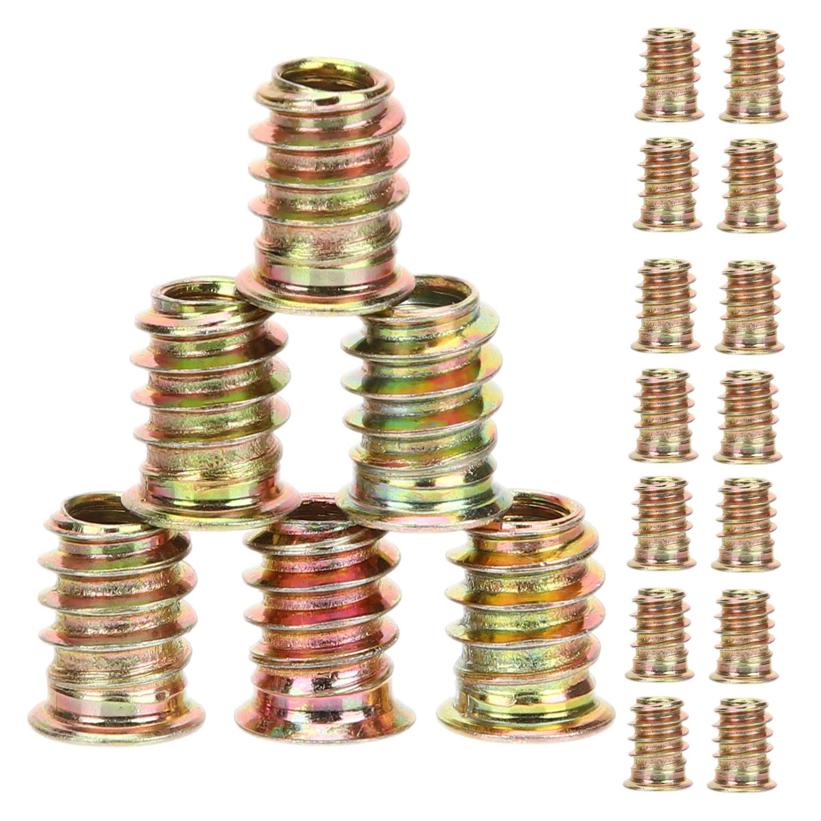 STOBAZA 100pcs Threaded Wood Insert Nuts Fasteners for Softwood Hardwood for DIY Furniture Assembly Molding Sturdy Design for Enhanced Pull Out Strength