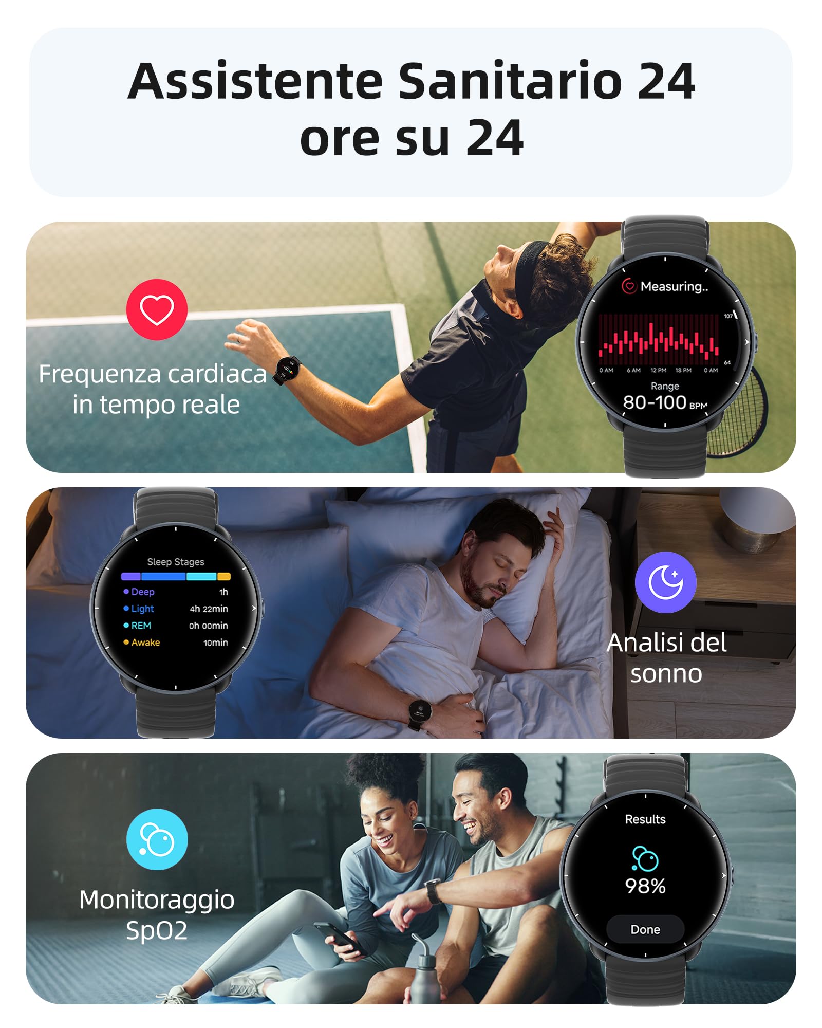 Parsonver Smartwatch GPS Integrato, 5 ATM Impermeabile Orologio da Nuoto per Piscina/Acque Aperte, Orologio Fitness con Display AMOLED, 100+ Sportive, Frequenza Cardiaca,Sonno (Nero, 42 mm)