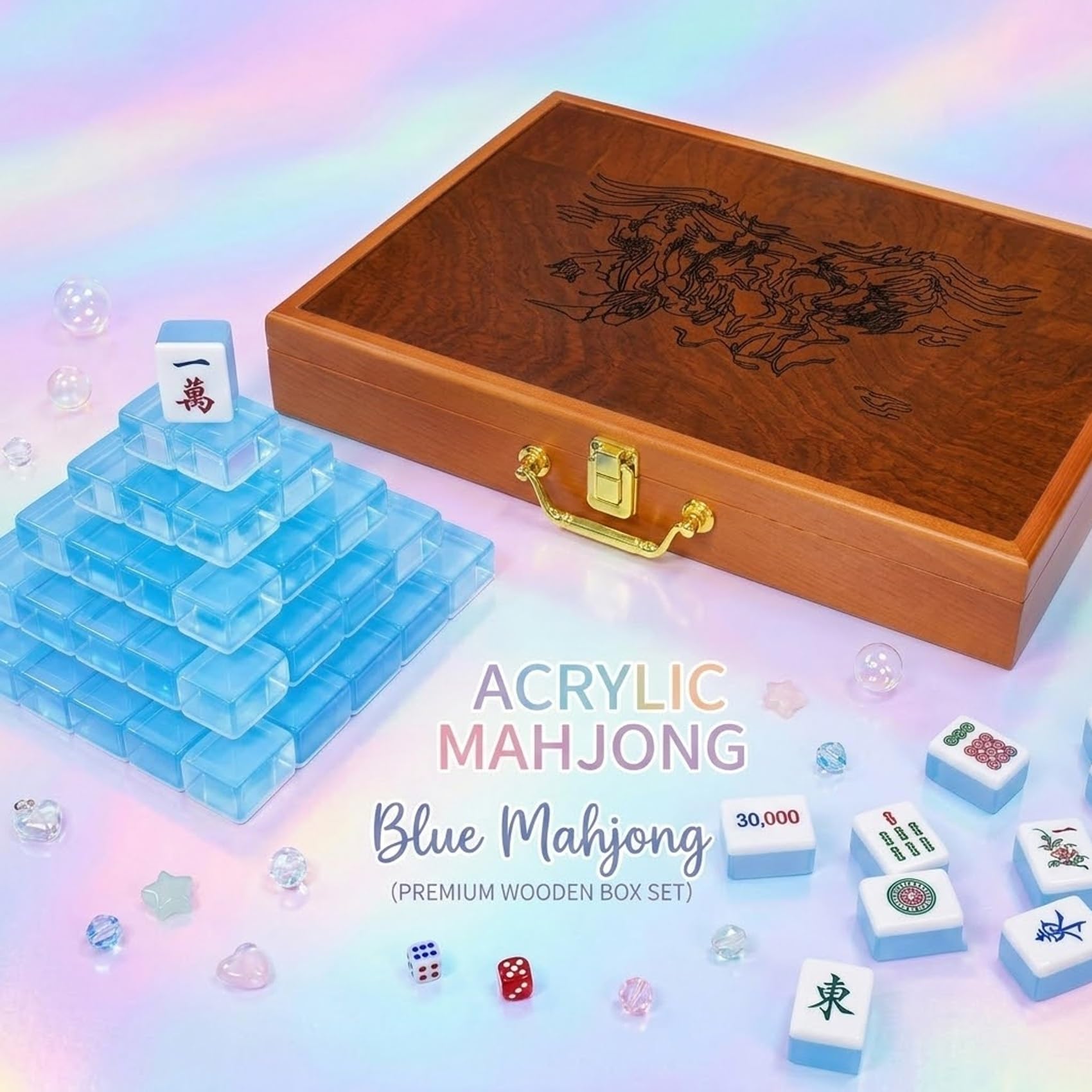 Generico Set Mahjong americano, 144 tessere Mahjong colorate a tema sogno