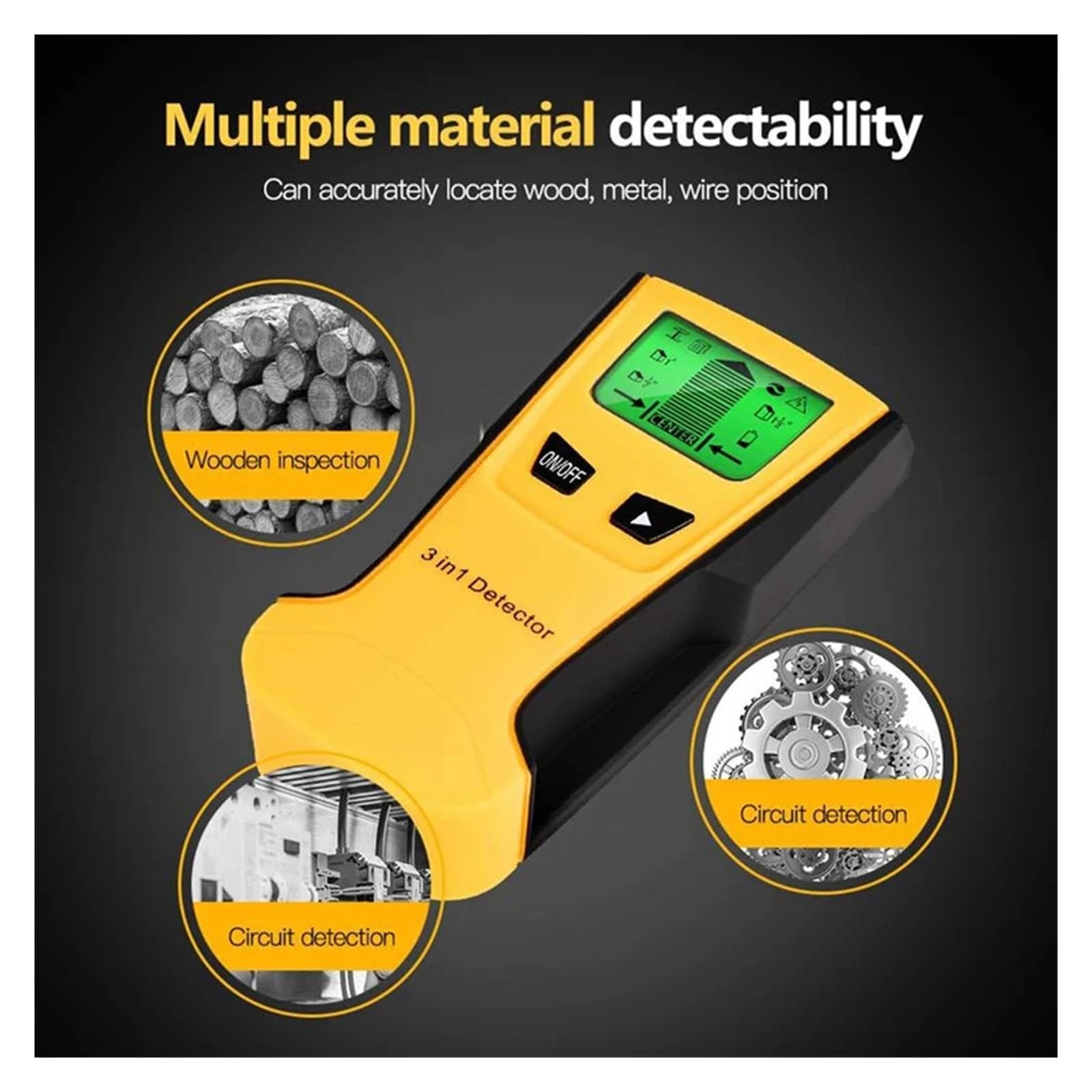 Sensor de Montante Inteligente Multifuncional Detector de Metales 3 en 1, escáner de Pared, Detector de Pared, Detector de Metales for Pared, Pernos metálicos, Voltaje, detección de Cable Vivo