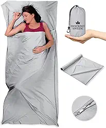 The Friendly Swede Forro de saco de dormir — Saco de dormir adulto ultraleve de poliéster ou microfibra para clima frio; lençóis de viagem finos para hotel; lençóis de acampamento; saco de dormir de