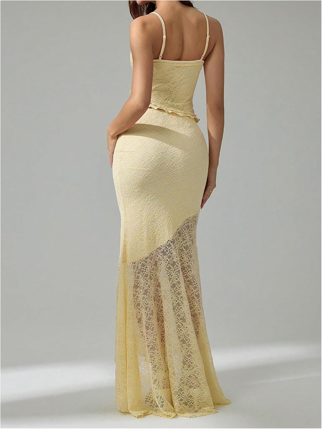 WDIRARA Women's Maxi Skirt Sets 2 Piece Outfits Fishtail Cami Outfits - Image 2