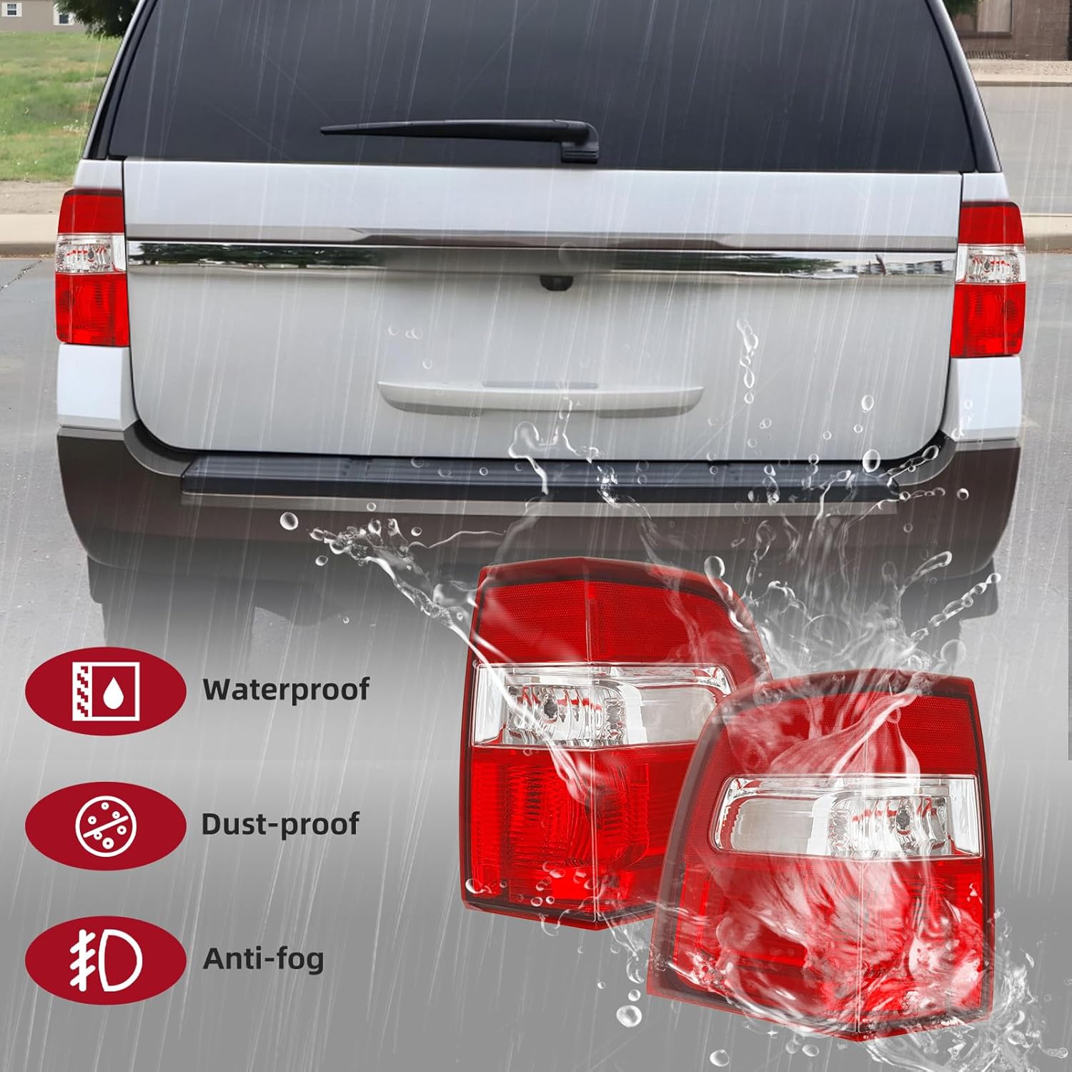 Tail Light Assembly Compatible with Expedition 2007 2008 2009 2010 2011 2012 2013 2014 2015 2016 2017 Rear Taillight Brake Lamp Replacement w/o Bulbs (Left Driver Side)