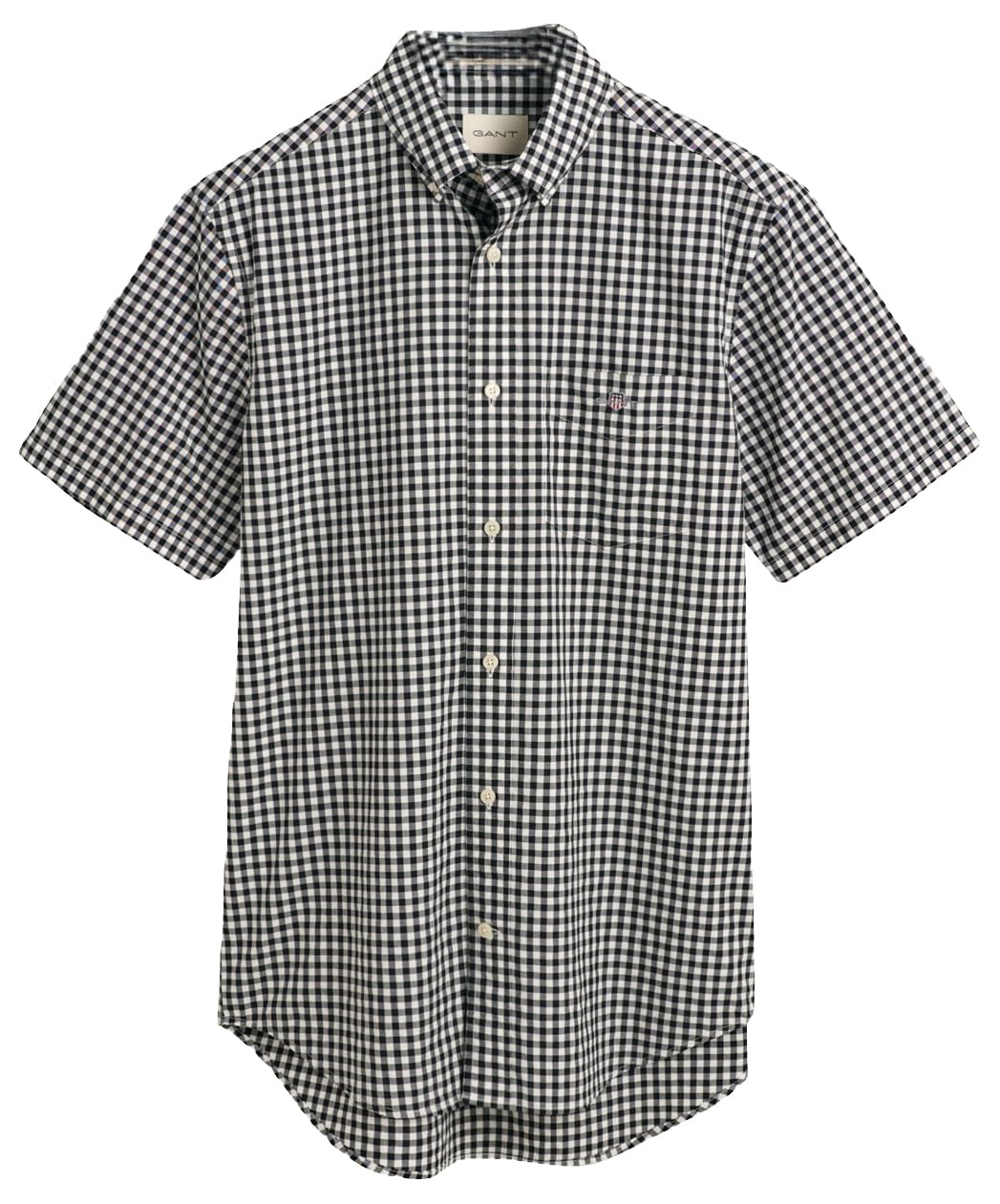 GANT Men's REG POPLIN Gingham SS Shirt, Black, 3XL