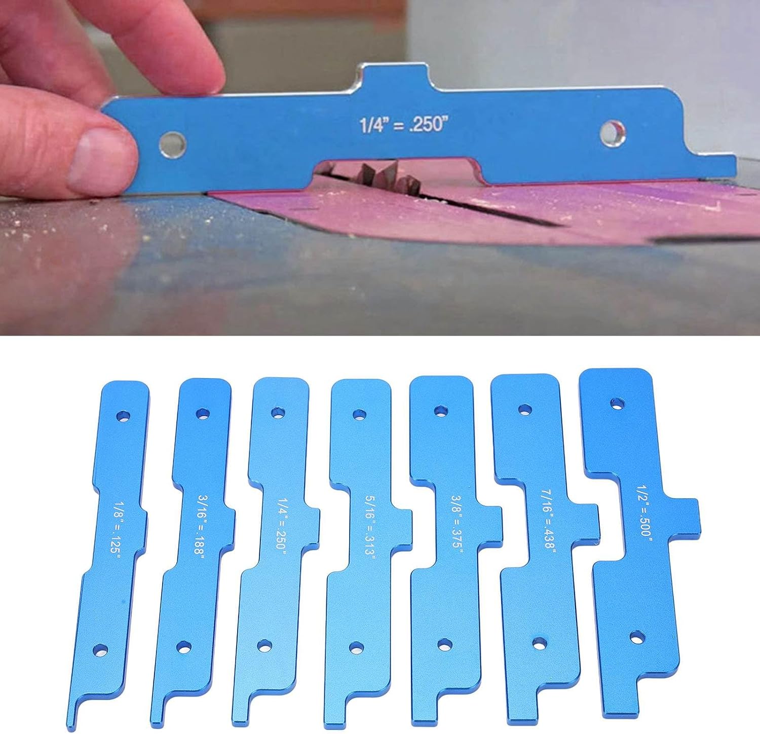 7Pcs Block Set Aluminum Alloy Blue Clear Scale for Woodworking, Long Life Resistance, Easy Carry Lightweight, No Damage to Tool, Quick Measurement