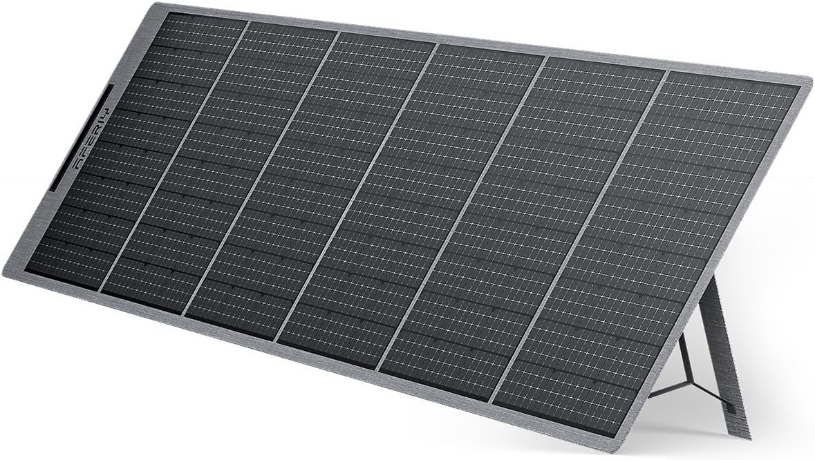AFERIY 400W Portable Solar Panel, Foldable Monocrystalline Solar Panel Kit Adapted to Solar Generators, with Adjustable Supports, USB Ports, IP65, for Campervan, Caravan, Garden