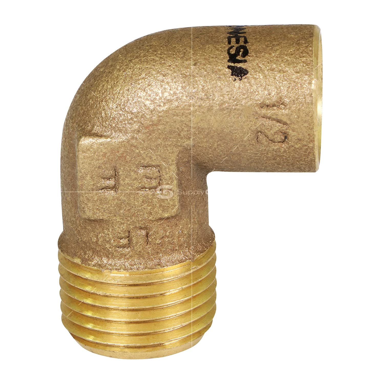 Everflow Supplies CMNL0012-NL - Codo de latón fundido sin plomo, 90 grados con toma de sudor y conexión macho roscada