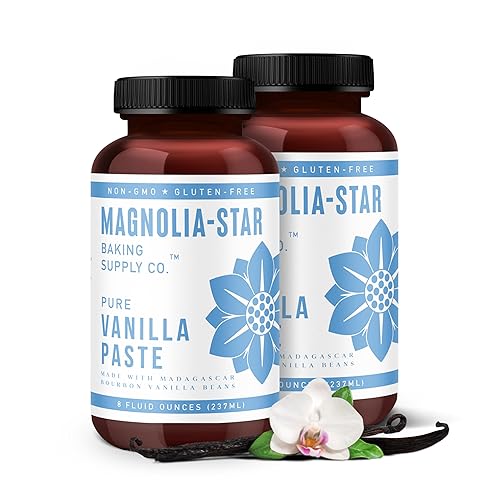 Magnolia-Star - Pasta de vainilla, 16 onzas, hecha con agave orgánico, polvo de vainilla en polvo y extracto de vainilla puro de doble fuerza,