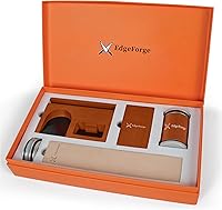 Vista 1 de Rolling Knife Sharpener Kit – Diamond & Ceramic Knife Sharpener Set with Magnetic 15° & 20° Angle Guide, 4 Sharpening Discs, Leather Strop & Stand