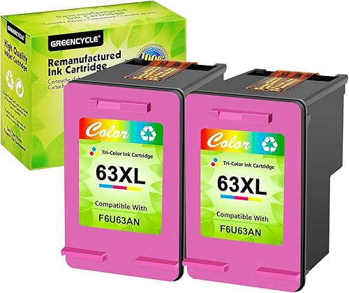greencycle Paquete combinado de cartuchos de tinta remanufacturados para HP 63 63XL compatible con Envy 4520 4516 Officejet 4650 3830 3831 4655