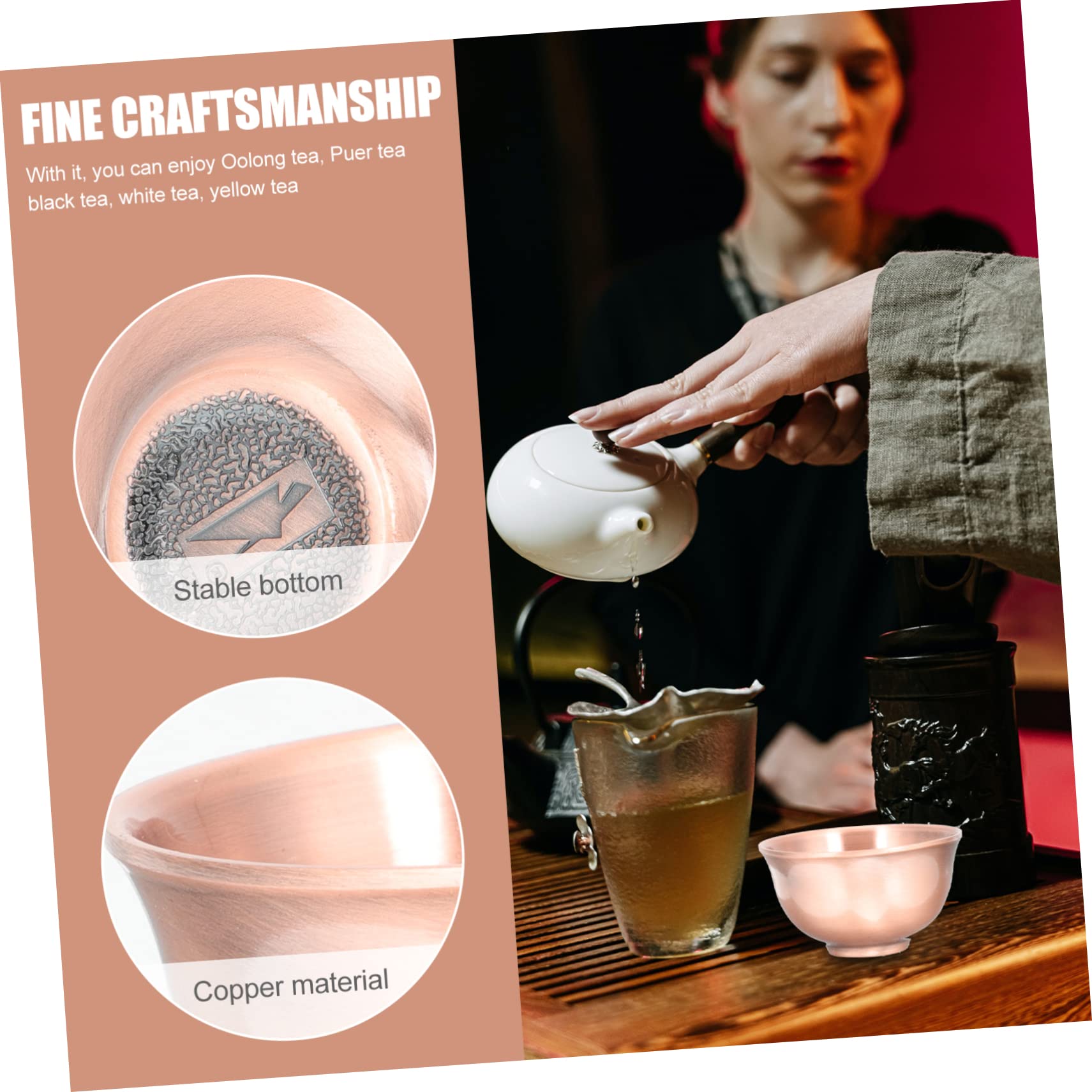 5 Pz tazza da tè tazza di tè asiatico ciotola da kung fu matcha chawan ciotola del tazze da the vintage set da te da cinese da domestica rame rosso